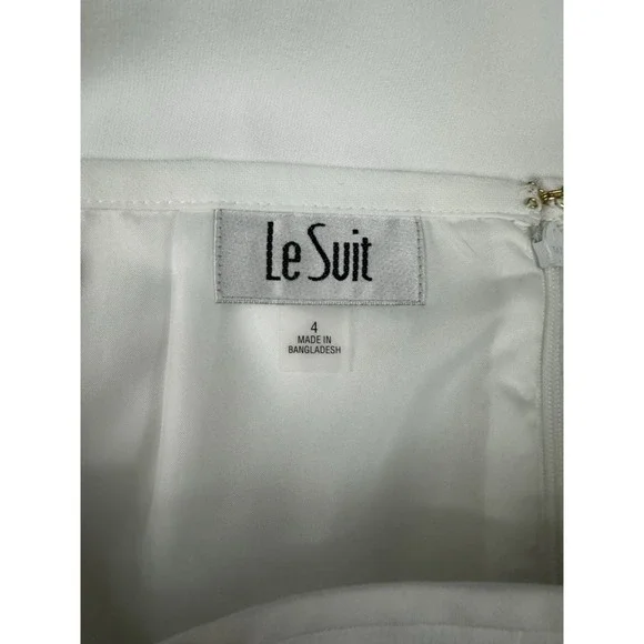 Le Suit Womans White 2-Piece Skirt Suit Set Sz 4 Lined Career Office - Picture 14 of 15